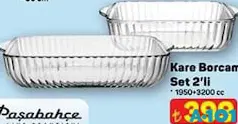 PAŞABAHÇE KARE BORCAM SET 2'Lİ 1950-3200 CC